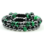 Kit de Pulseiras DUO - Olho de Tigre Verde e Hematita PULSEIRA 38 Blueen Store 