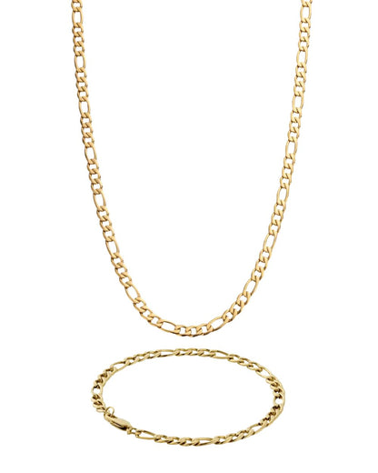 Kit Fígaro Banhado Ouro 18k (Corrente + Pulseira) COLAR + PULSEIRA 03 Blueen Store 