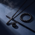Kit Minimal 3 Peças - Colar - Pulseira - Anel | Black KIT 3 COLAR-ANEL-PULSEIRA-BLACK Blueen Store 