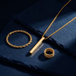 Kit Minimal 3 Peças - Colar - Pulseira - Anel | Ouro 18k KIT 3 COLAR-ANEL-PULSEIRA-GOLD Blueen Store 