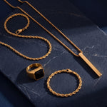 Kit Minimal 4 Peças - Colar - Corrente - Pulseira - Anel | Ouro 18k KIT 4 PEÇAS GOLD Blueen Store 
