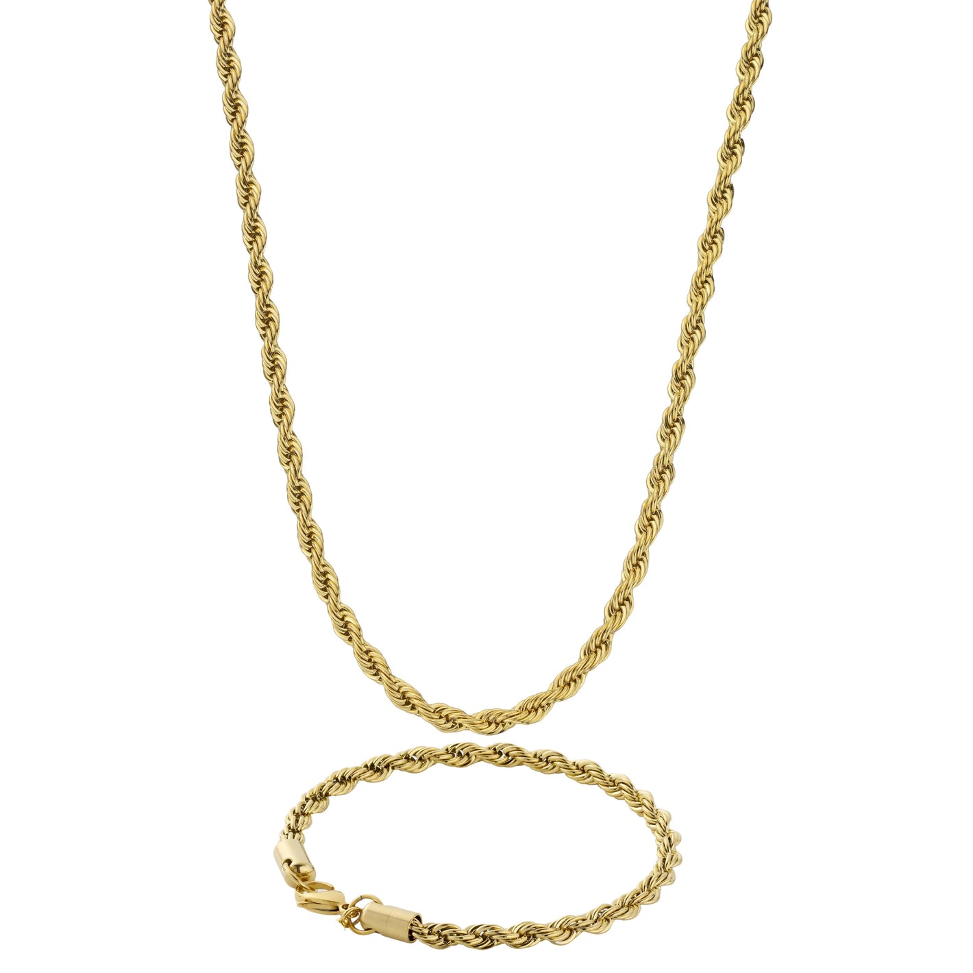 Kit Minimalista Banhado Ouro 18k (Corrente + Pulseira) COLAR + PULSEIRA 01 Blueen Store 