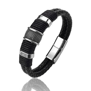 Pulseira Clássica - Duplo Couro PULSEIRA 54 Blueen Store Prateado 19cm 