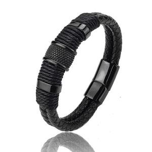 Pulseira Clássica - Duplo Couro PULSEIRA 54 Blueen Store Preto 19cm 