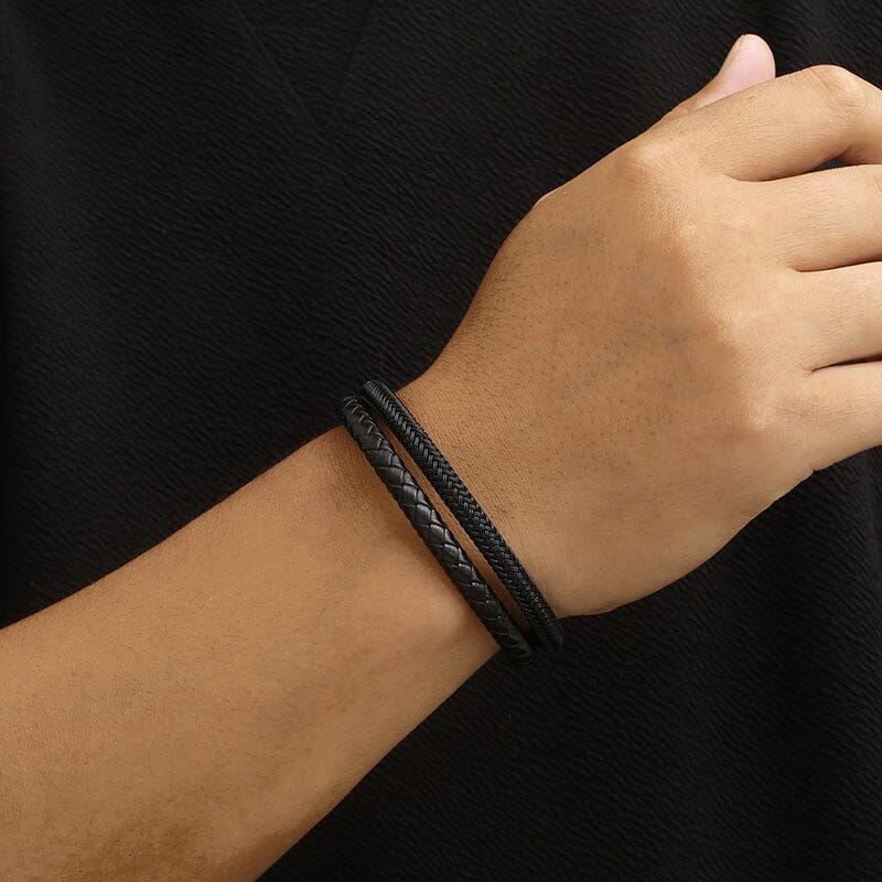 Pulseira Couro + Costura de Aço PULSEIRA 58 Blueen Store 