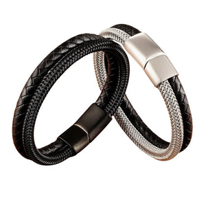 Pulseira Couro + Costura de Aço PULSEIRA 58 Blueen Store 