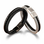 Pulseira Couro + Costura de Aço PULSEIRA 58 Blueen Store 