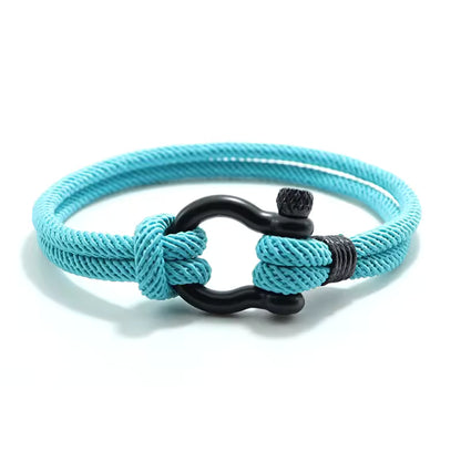 Pulseira de Corda - Hook PULSEIRA CORDA 17 Blueen Store Azul Claro 19cm 