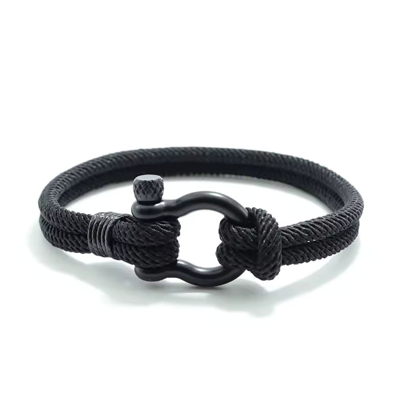 Pulseira de Corda - Hook PULSEIRA CORDA 17 Blueen Store Preto 19cm 