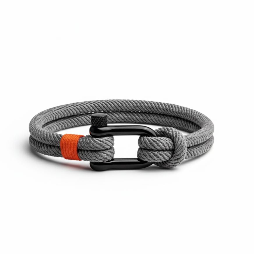 Pulseira de Corda - Marine PULSEIRA CORDA 01 Blueen Store Cinza Preto 19 cm