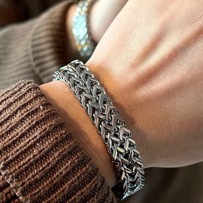 Pulseira de Corrente Dupla - Prateada PULSEIRA 63 Blueen Store 