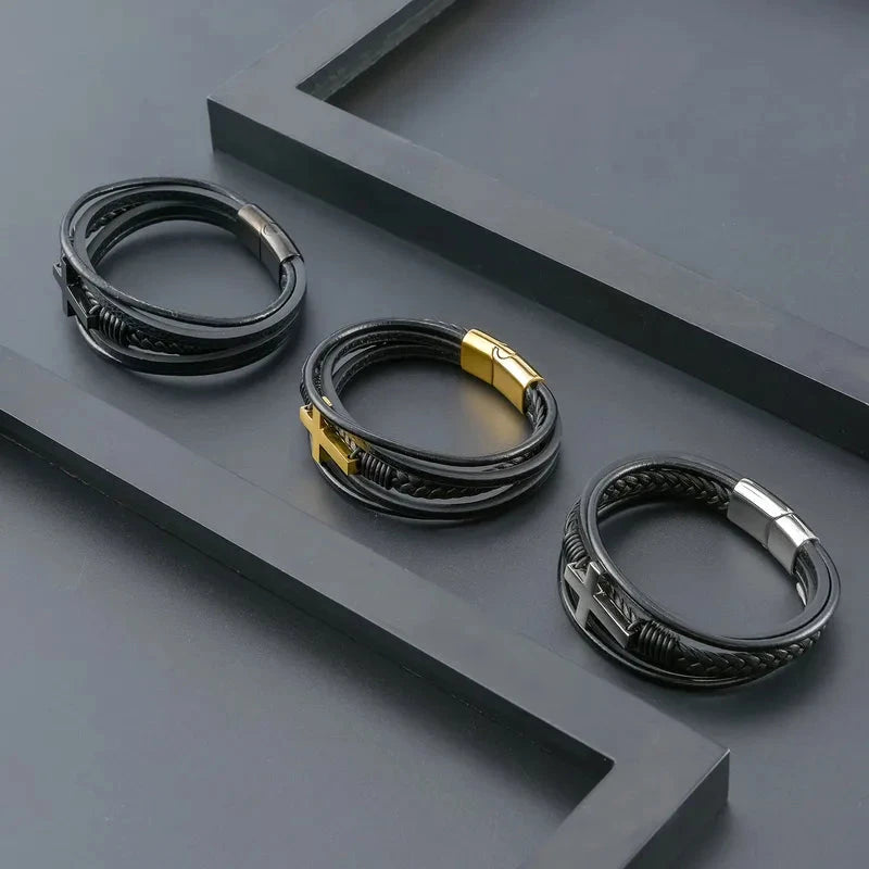 Pulseira de Couro Cruz PULSEIRA 78 Blueen Store 