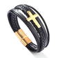 Pulseira de Couro Cruz PULSEIRA 78 Blueen Store Dourado 18.5cm 