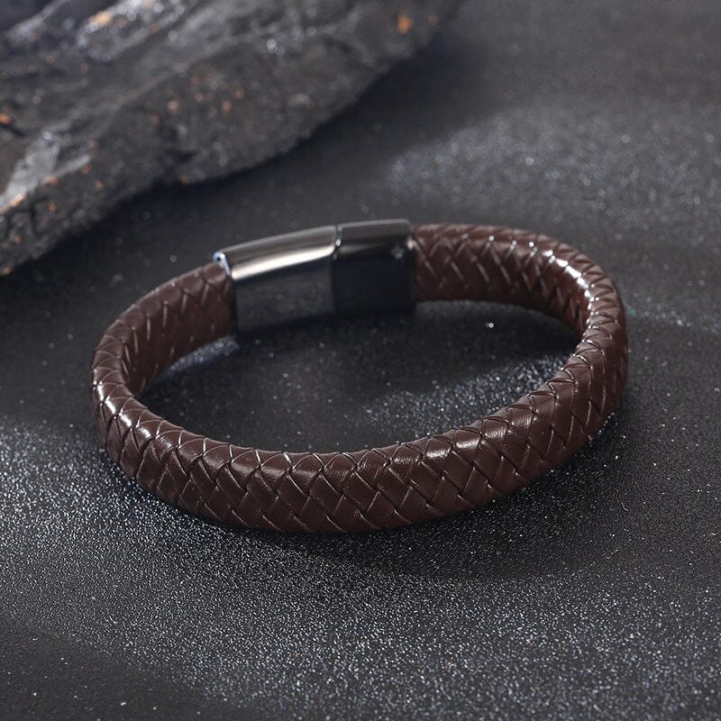 Pulseira de Couro Leather PULSEIRA 75 Blueen Store Preto 19cm Marrom