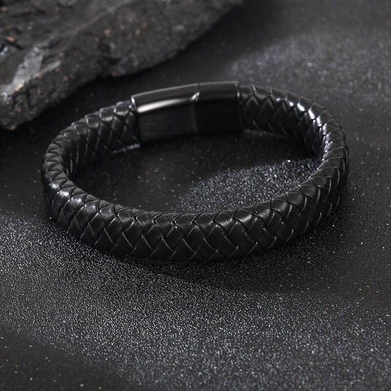 Pulseira de Couro Leather PULSEIRA 75 Blueen Store Preto 19cm Preto