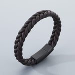 Pulseira de Couro Trançada PULSEIRA 106 Blueen Store Marrom com Preto 19cm 