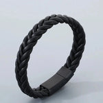 Pulseira de Couro Trançada PULSEIRA 106 Blueen Store Preto com Preto 19cm 