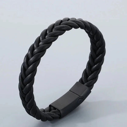 Pulseira de Couro Trançada PULSEIRA 106 Blueen Store Preto com Preto 19cm 