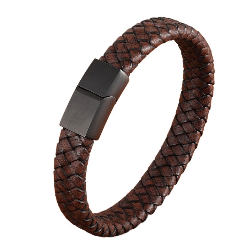 Pulseira Leather PULSEIRA 75 Blueen Store Preto 19cm 
