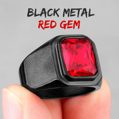 Anel Black Metal GEM 0 Blueen Store Aro 14/15 Vermelho - Red GEM 