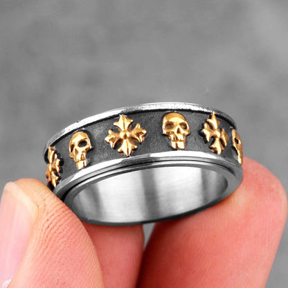 Anel Giratório Skeleton 0 Blueen Store 14/15 Dourado 