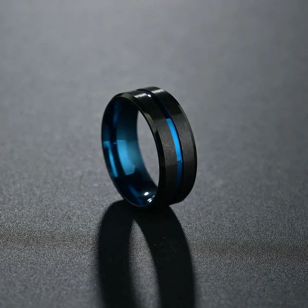 Anel Round Black - Blue Line ANEL 57 Blueen Store 