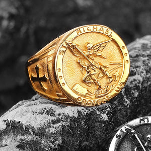 Anel São Miguel Arcanjo - Dourado 0 Blueen Store 