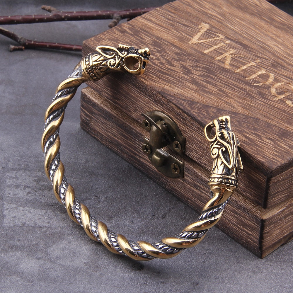 Bracelete Nórdico - Viking Dragon 0 Blueen Store Dourado 