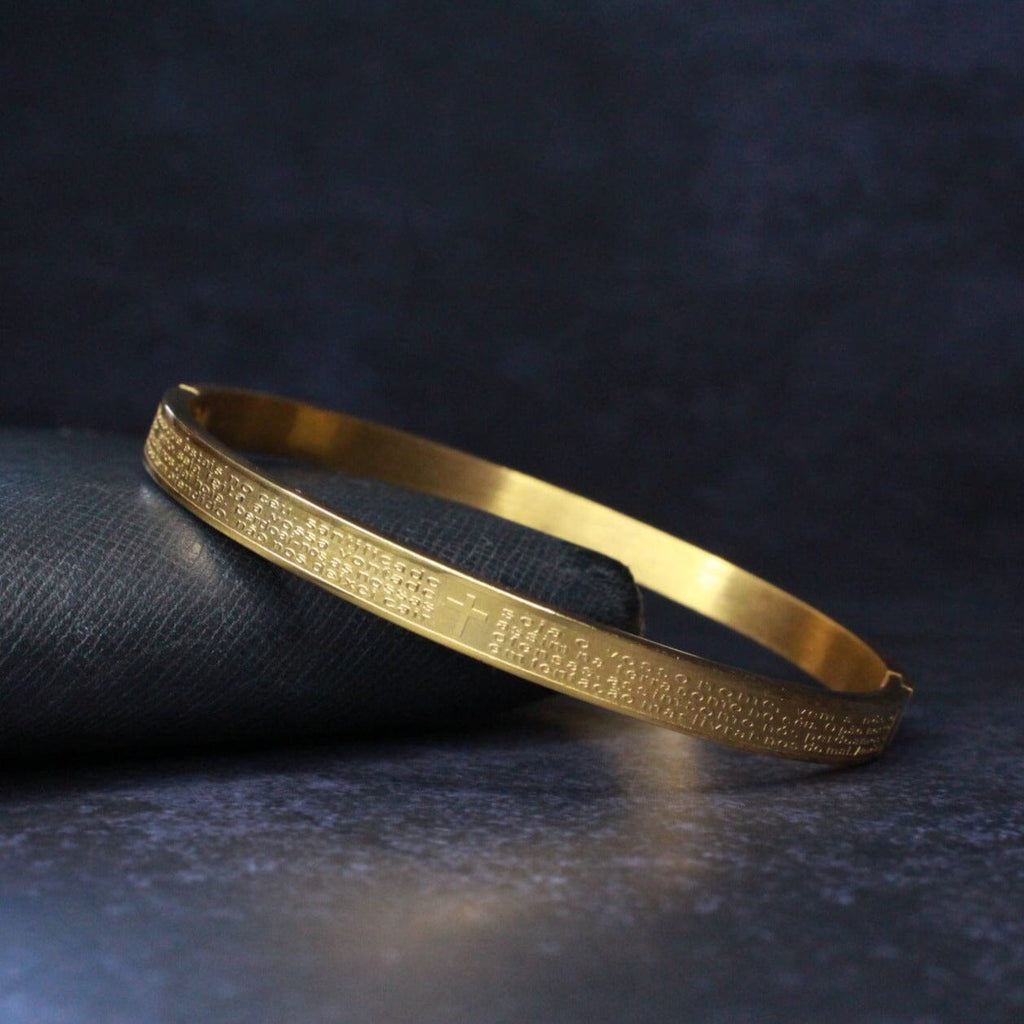 Bracelete Pulseira Oração Pai Nosso Aço Dourado PULSEIRA 113 Blueen Store 