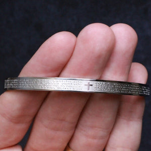 Bracelete Pulseira Oração Pai Nosso Aço Prata PULSEIRA 114 Blueen Store 