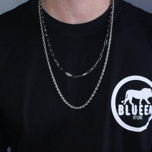 Kit 2 Correntes Cadeado e Minimalista - Silver COLAR 58 Blueen Store 