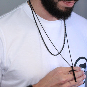 Kit 2 Correntes Minimalista e Cruz - All Black COLAR 64 Blueen Store 