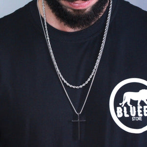 Kit 2 Correntes Minimalista e Cruz COLAR 55 Blueen Store 