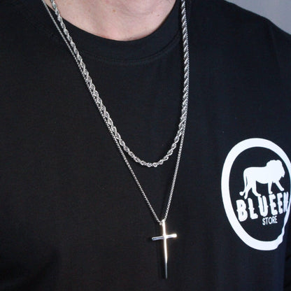Kit 2 Correntes Minimalista e Cruz COLAR 55 Blueen Store 