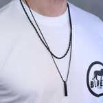 Kit 2 Correntes Minimalista e Rectangle - All Black COLAR 65 Blueen Store 