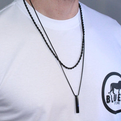 Kit 2 Correntes Minimalista e Rectangle - All Black COLAR 65 Blueen Store 