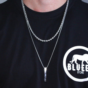 Kit 2 Correntes Minimalista e Rectangle - Silver COLAR 58 Blueen Store 