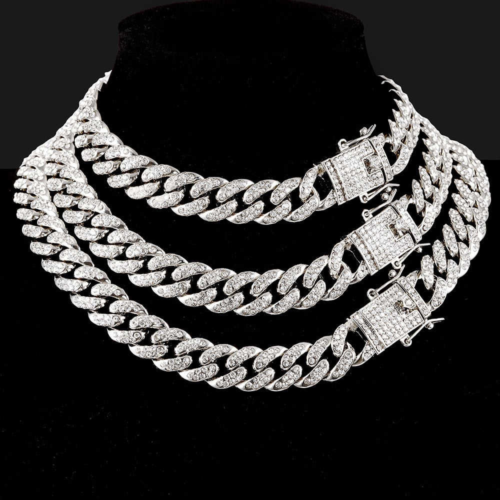 Kit Cuban ICE Corrente + Pulseira Cravejada Prata 0 Blueen Store 