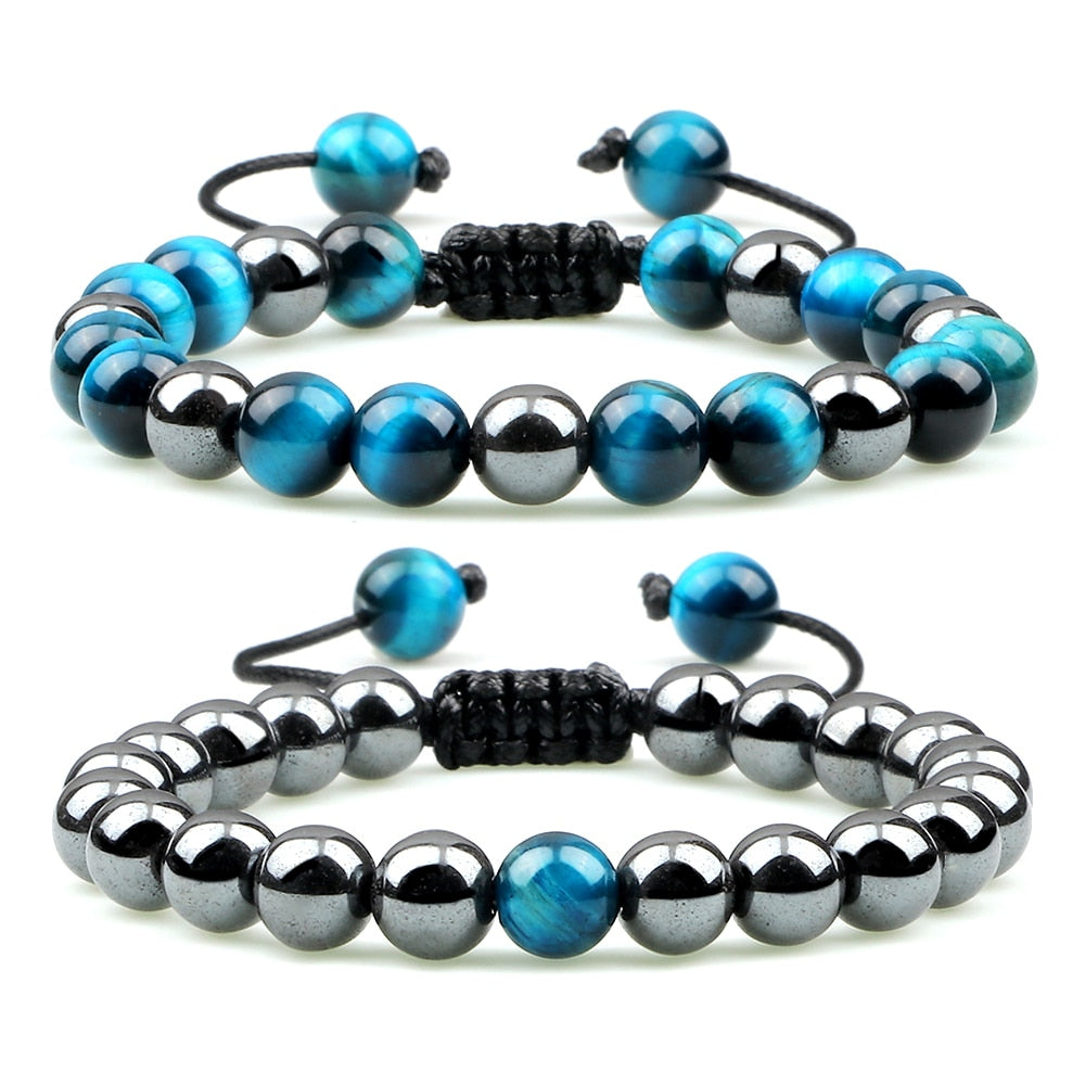 Kit de Pulseiras DUO - Olho de Tigre Azul e Hematita 0 Blueen Store 