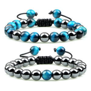 Kit de Pulseiras DUO - Olho de Tigre Azul e Hematita 0 Blueen Store 