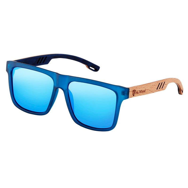 Óculos Polarizado Square Wood 0 blueenoficial Azul 