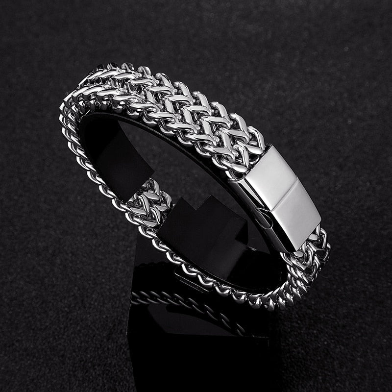 Pulseira de Corrente Dupla - Prateada 0 Blueen Store 