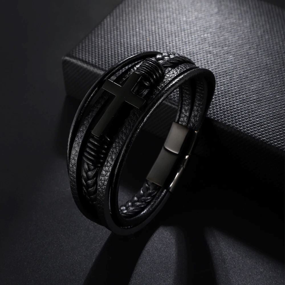 Pulseira de Couro Cruz PULSEIRA 78 Blueen Store 