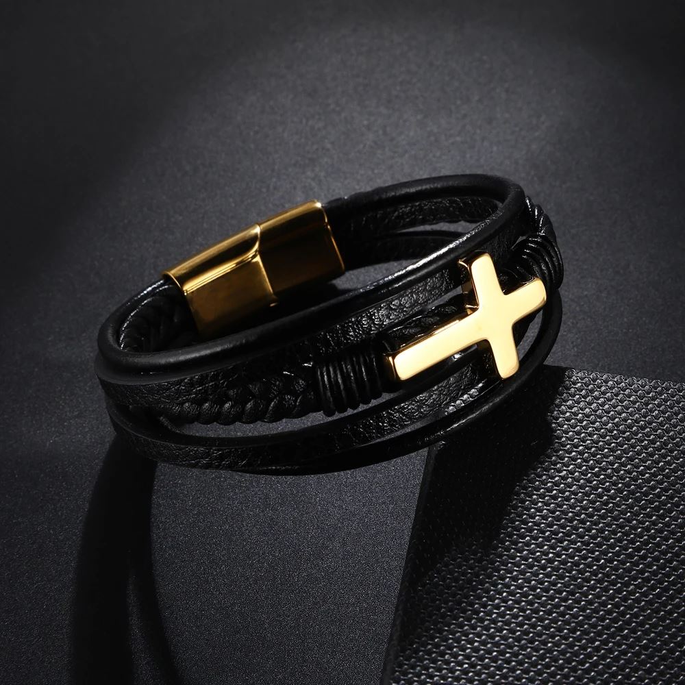 Pulseira de Couro Cruz PULSEIRA 78 Blueen Store 