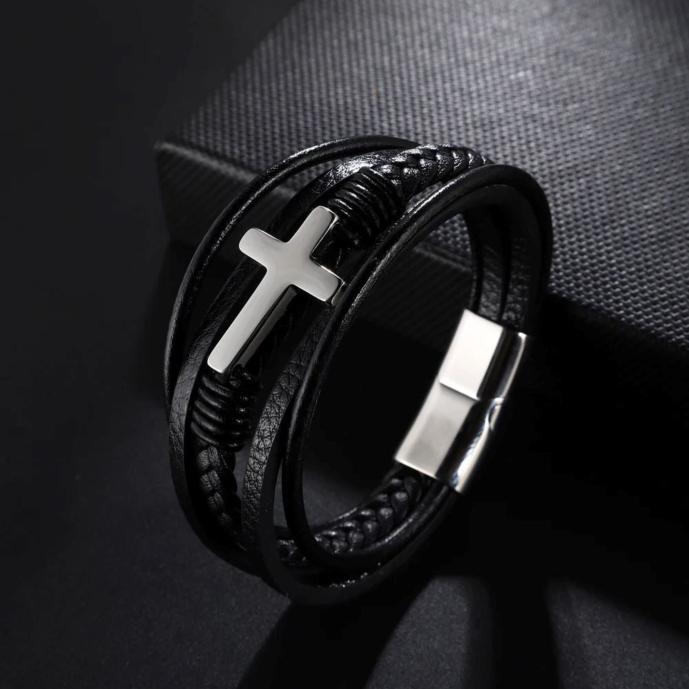 Pulseira de Couro Cruz PULSEIRA 78 Blueen Store 