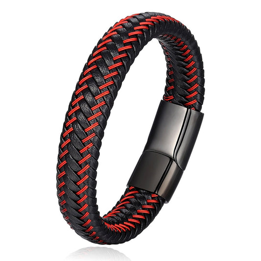 Pulseira Leather Black n Red 0 Blueen Store 