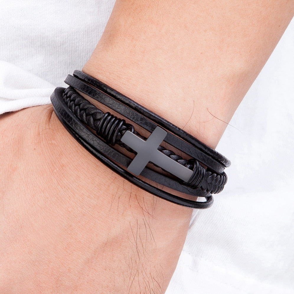 Pulseira Leather Cruz 0 Blueen Store 
