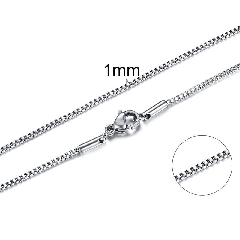 Square Box Link Men Necklace,Stainless Steel Chain Lliks Necklaces,With 21-24 Inches (2.1mm-5mm Wide) 0 Blueen Store 1mm 