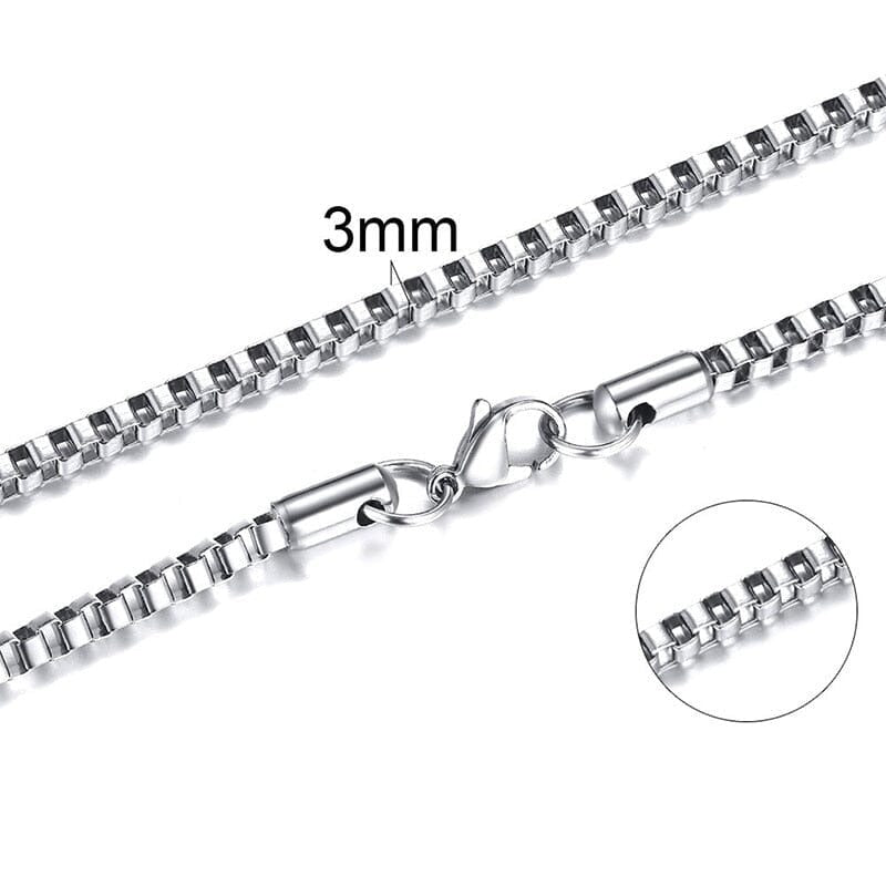 Square Box Link Men Necklace,Stainless Steel Chain Lliks Necklaces,With 21-24 Inches (2.1mm-5mm Wide) 0 Blueen Store 3mm 