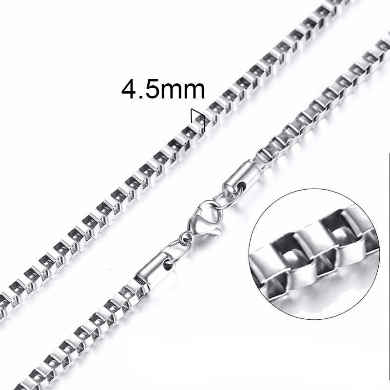 Square Box Link Men Necklace,Stainless Steel Chain Lliks Necklaces,With 21-24 Inches (2.1mm-5mm Wide) 0 Blueen Store 4.5mm 